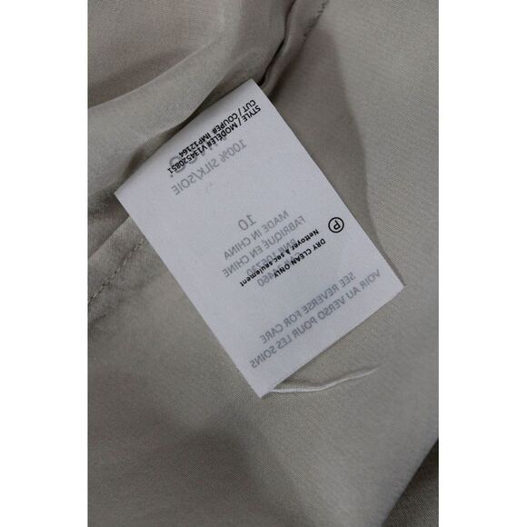 Vince Womens Silk Sleeveless Elastic Waist Cropped Leg Jumpsuit Beige Size 10 - Picture 6 of 7